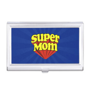Super Mom Red/Yellow/Blue Superhero Mother's Day Case For Business Cards