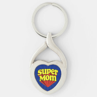Super Mom Red/Yellow/Blue Superhero Mother's Day Keychain