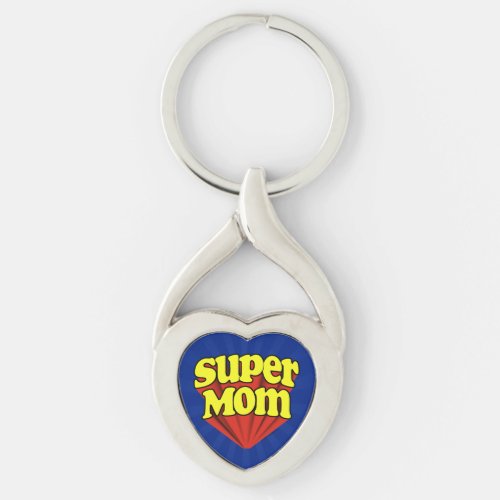 Super Mom RedYellowBlue Superhero Mothers Day Keychain