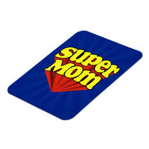 Super Mom Red/Yellow/Blue Superhero Mother's Day Magnet