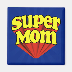 Super Mom Red/Yellow/Blue Superhero Mother's Day Magnet