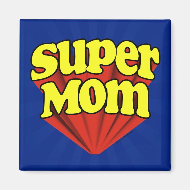Super Mom Red/Yellow/Blue Superhero Mother's Day Magnet (Front)