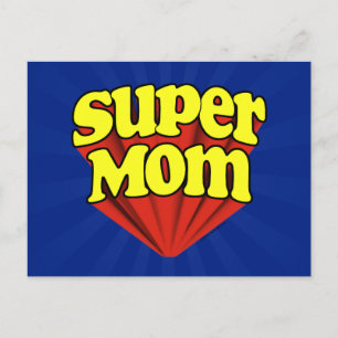 Super Mom Red/Yellow/Blue Superhero Mother's Day Postcard