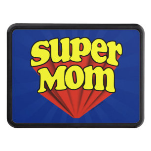Super Mom Red/Yellow/Blue Superhero Mother's Day Tow Hitch Cover