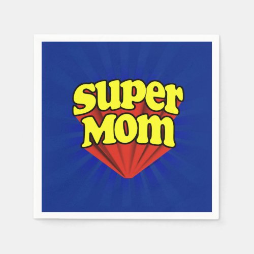 Super Mom RedYellowBlue Superhero Paper Napkins