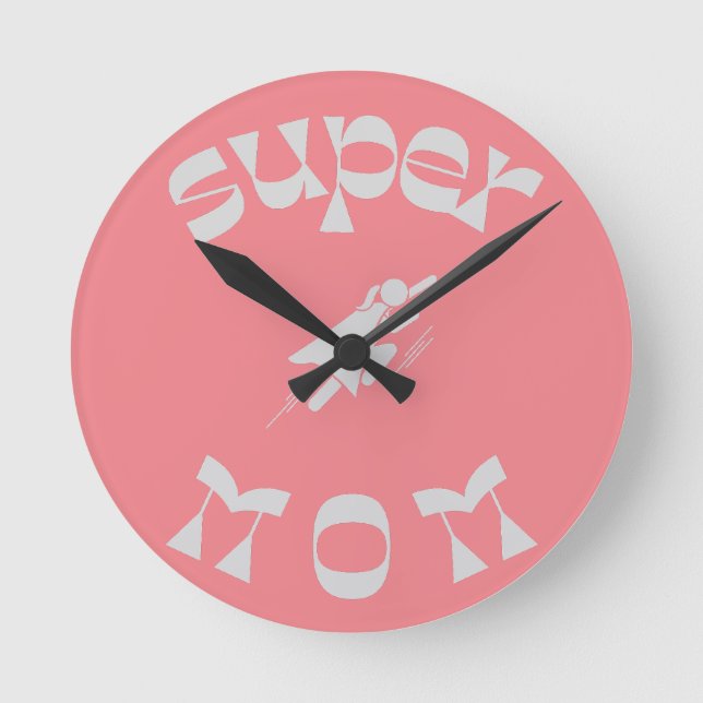 super mom round clock (Front)