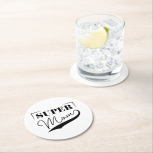 Super Mom Round Paper Coaster