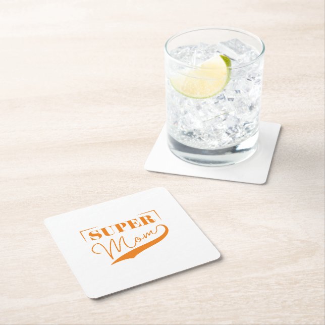 Super Mom Square Paper Coaster (Insitu)
