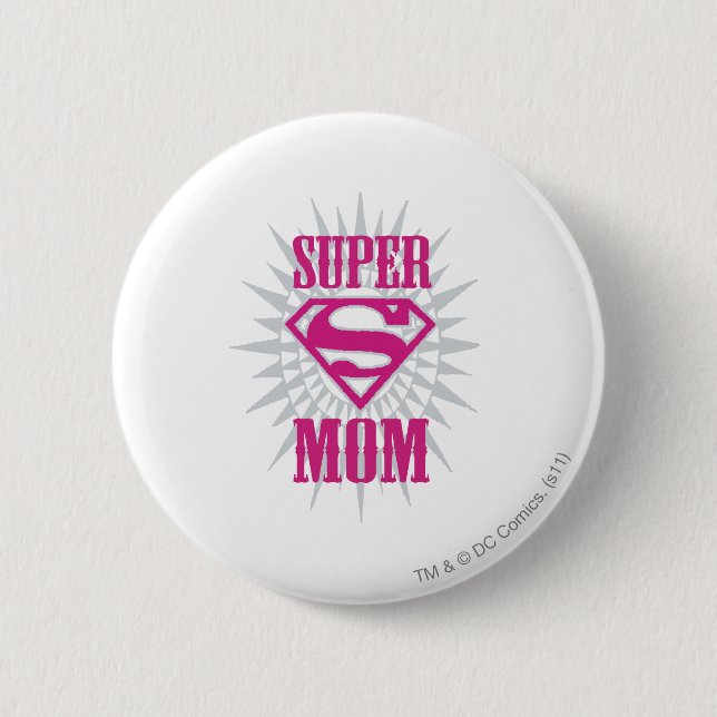 Super Mom Starburst Pinback Button (Front)