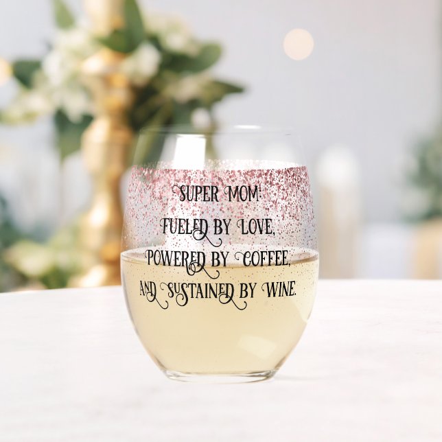 Super Mom Stemless Wine Glass (Insitu (Wedding))