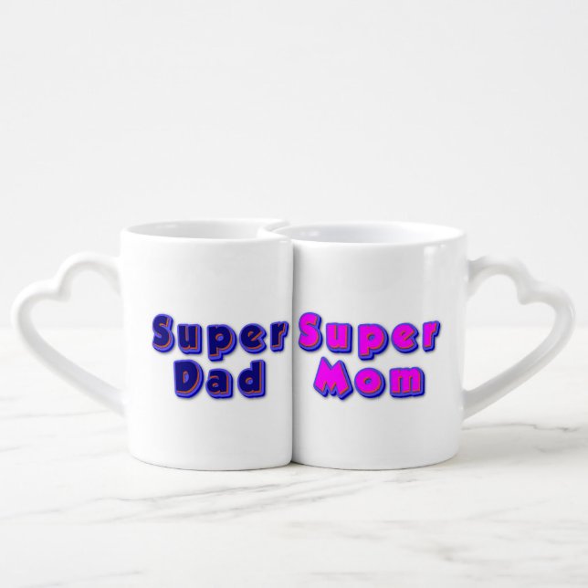 Super mom super dad coffee mug set (Back Nesting)