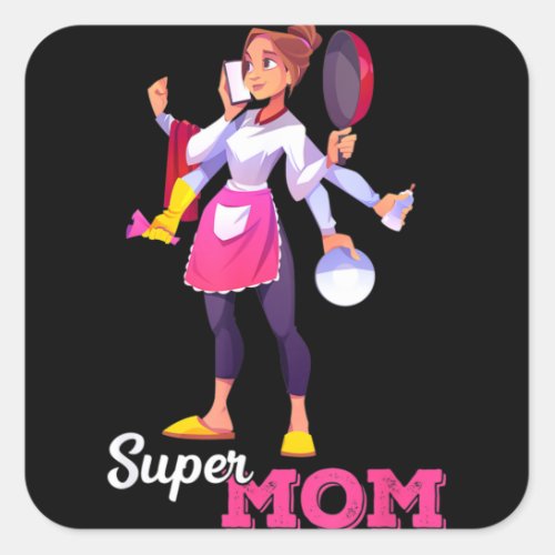 Super Mom Superhero Happy Mothers Day Square Sticker