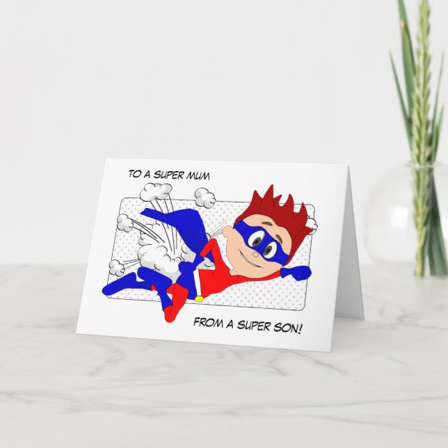 Super Mom Superhero Mother's Day Card Son (Front)