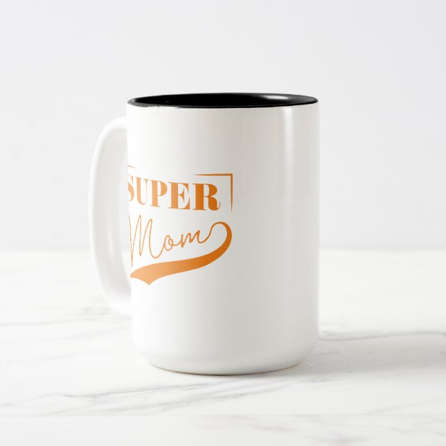 Super Mom Two-Tone Coffee Mug (Front Left)