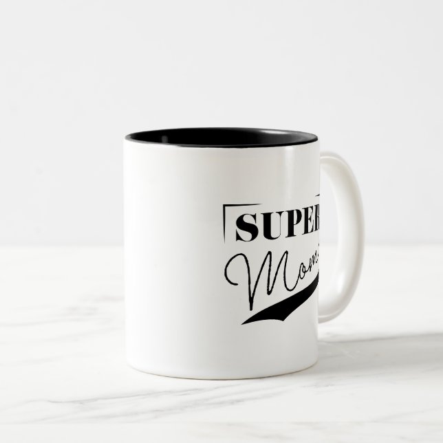 Super Mom Two-Tone Coffee Mug (Front Right)