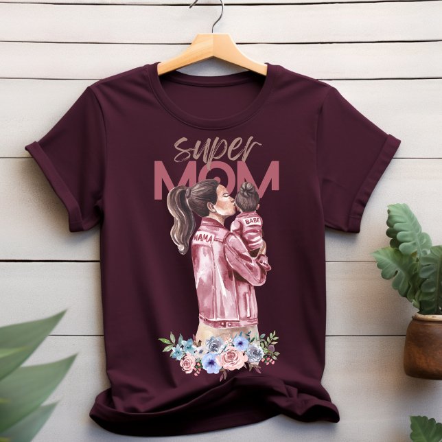 Super Mom Watercolor Design T-shirt  (Creator Uploaded)