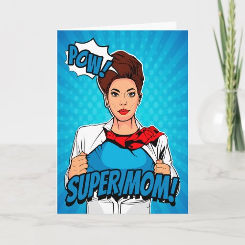 Super Mom with Blue Outfit for Mothers Day Card