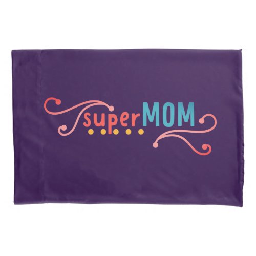 Super Mom wording with hand drawn basic shapes  Pillow Case
