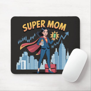 Super Mom Working Mom Superhero Comic Art Mouse Pad