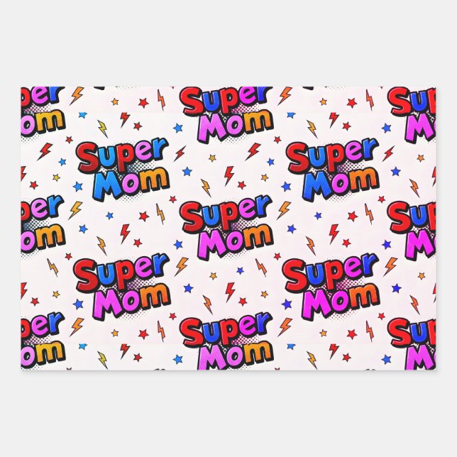 Super Mom Wrapping Paper Sheets (Front 3)