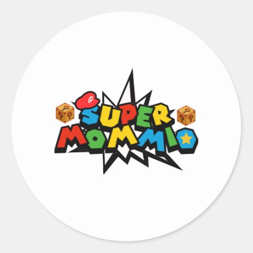 Super Mommio Funny Gamer Superhero Mom Classic Round Sticker