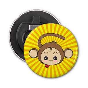 Super Monkey Face on Sunburst Background Bottle Opener