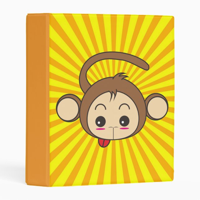 Super Monkey Face on Sunburst Background Mini Binder (Front/Spine)