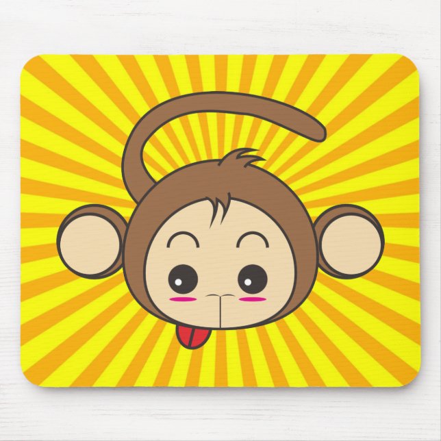 Super Monkey Face on Sunburst Background Mouse Pad (Front)
