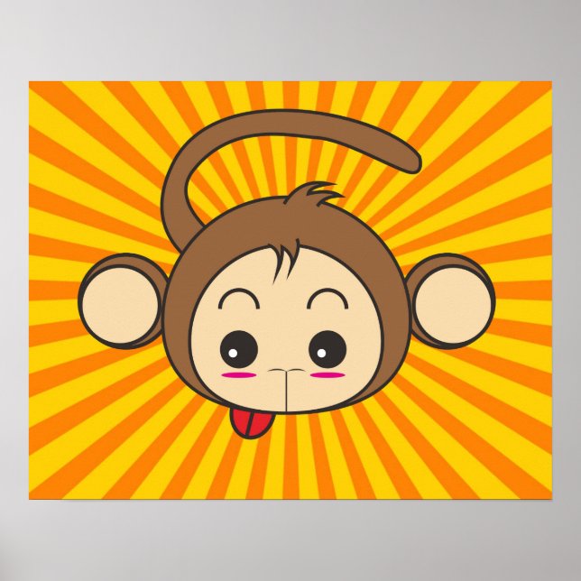 Super Monkey Face on Sunburst Background Poster (Front)
