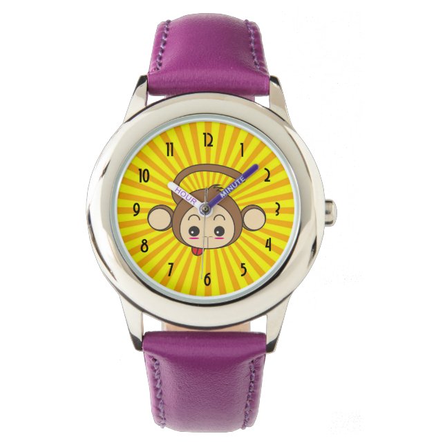 Super Monkey Face on Sunburst Background Watch (Front)