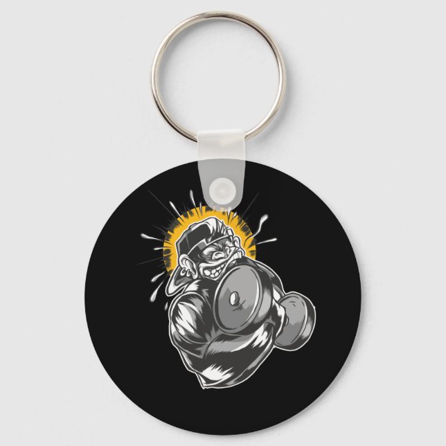 Super Monkey Gym Design Keychain (Front)
