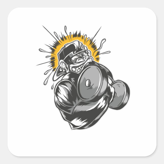 Super Monkey Gym Design Square Sticker (Front)