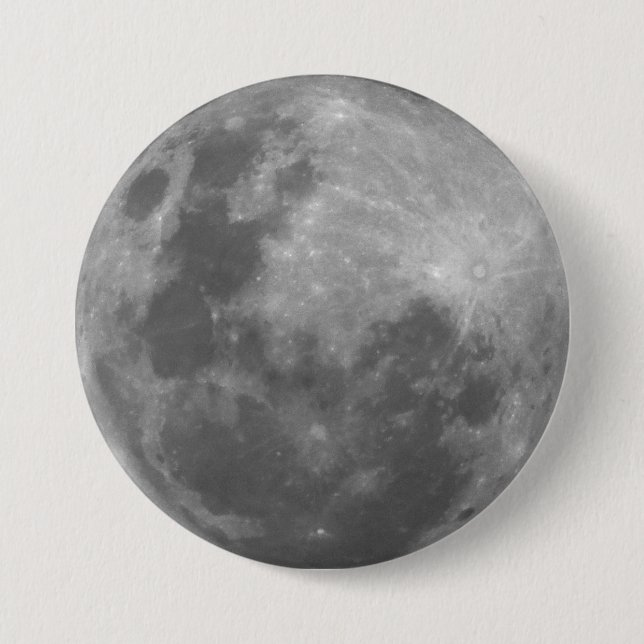Super Moon Full Moon Lunar Photograph Sticker Button (Front)