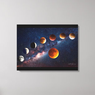 Super moon lunar eclipse 24x18 Wrapped Canvas Print