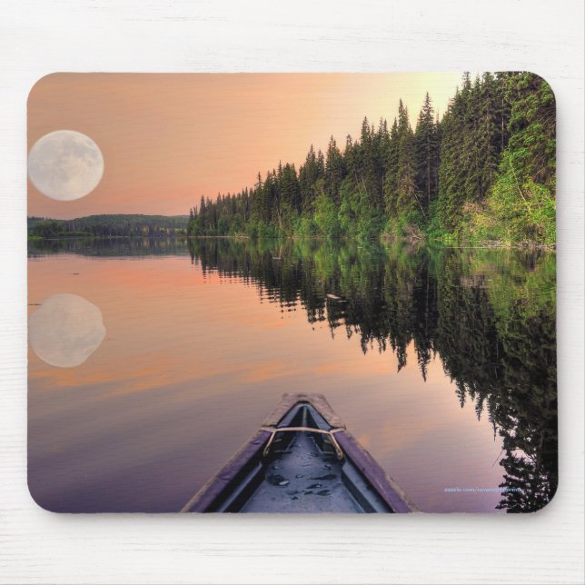 Super Moon over Lake from a Canoe at Twilight Mouse Pad (Front)