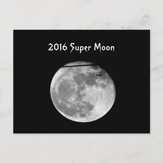 Super Moon with Airplane Passing/Customizable! Postcard (Front)