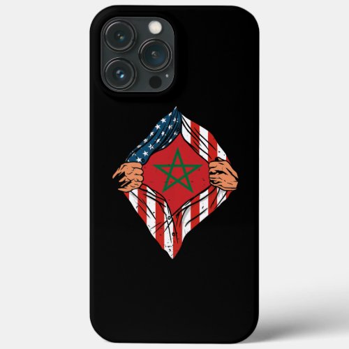Super Moroccan Heritage Morocco Roots USA Flag iPhone 13 Pro Max Case