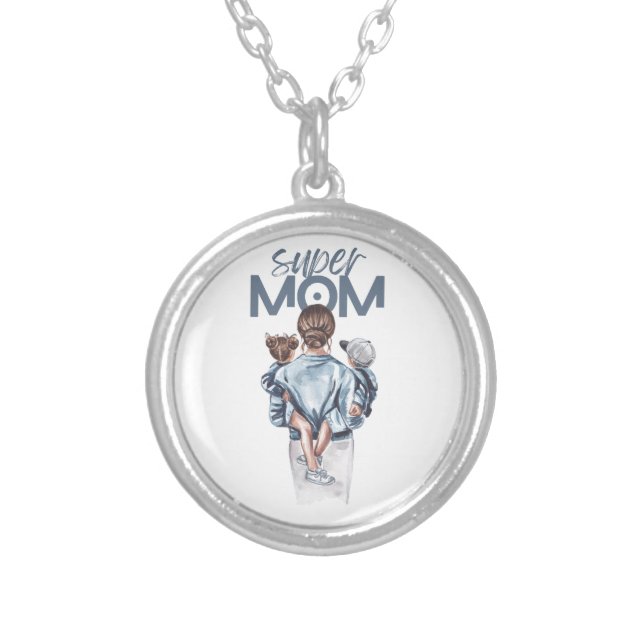 super mother silver plated necklace (Front)