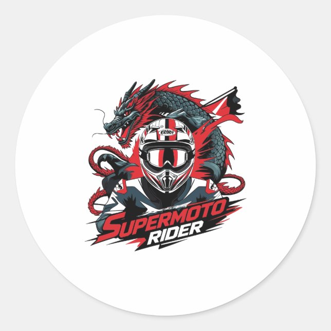 Super Moto Rider � Motorcycle  Classic Round Sticker (Front)
