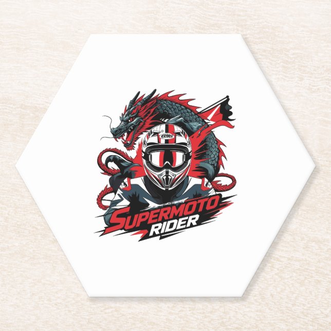 Super Moto Rider � Motorcycle  Paper Coaster (Front)