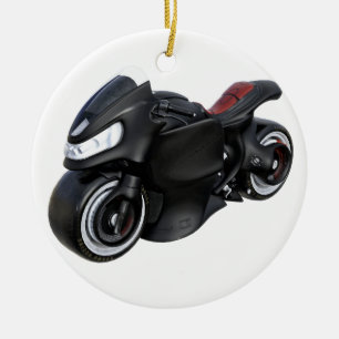 Super Motorcycle in Black Ceramic Ornament