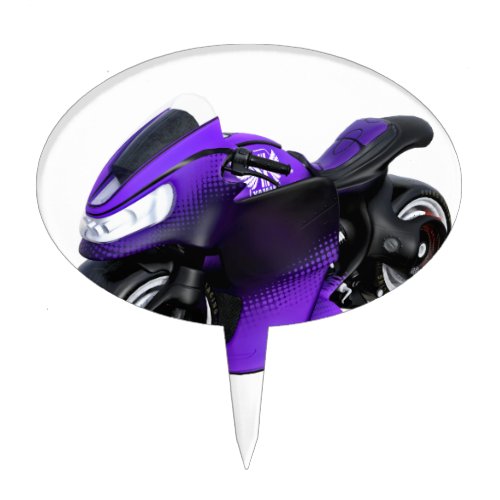 Super Motorcycle in Purple Cake Topper