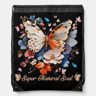 Super Natural Soul: Butterfly Garden Art Drawstring Bag