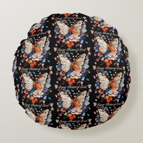  Super Natural Soul Butterfly Garden Art Round Pillow