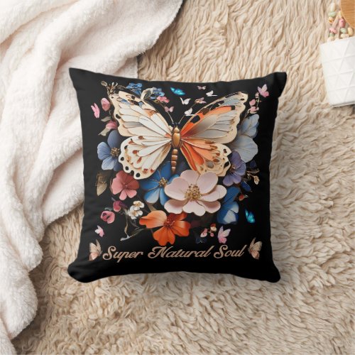  Super Natural Soul Butterfly Garden Art Throw Pillow