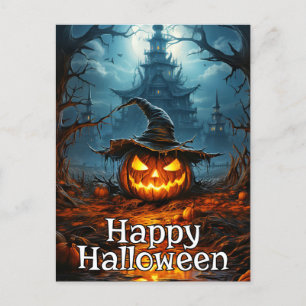 Super Nefarious Pumpkin   Happy Halloween Postcard
