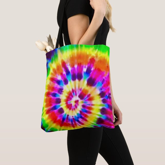 Super Nova Rainbow Tie Dye Splash Tote Bag (Close Up)