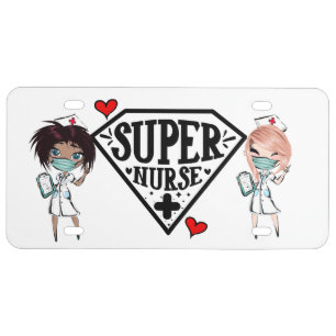 Super nurse diamond superhero nursing humor license plate