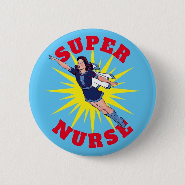 Super Nurse Hero Woman Template Button (Front)
