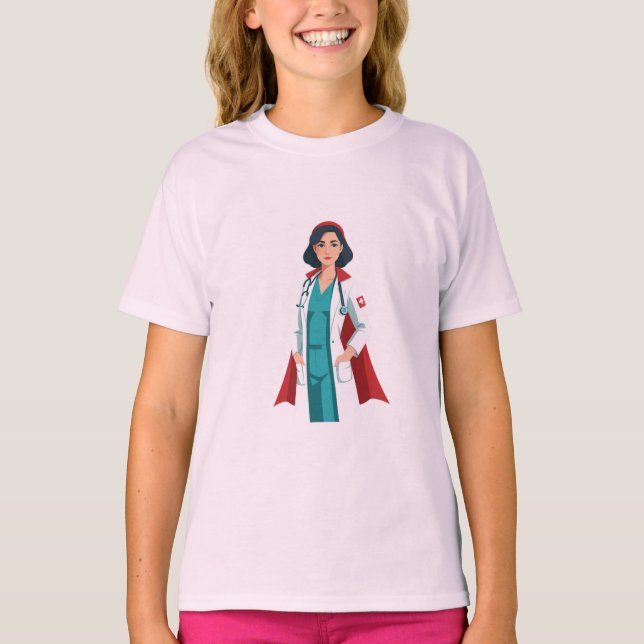 Super Nurse - Heroin in White Blouse T-Shirt (Front)